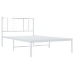 vidaXL Cadru de pat din metal cu tăblie, alb, 107x203 cm