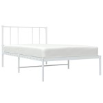 vidaXL Cadru de pat din metal cu tăblie, alb, 107x203 cm