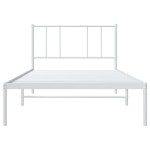 vidaXL Cadru de pat din metal cu tăblie, alb, 107x203 cm