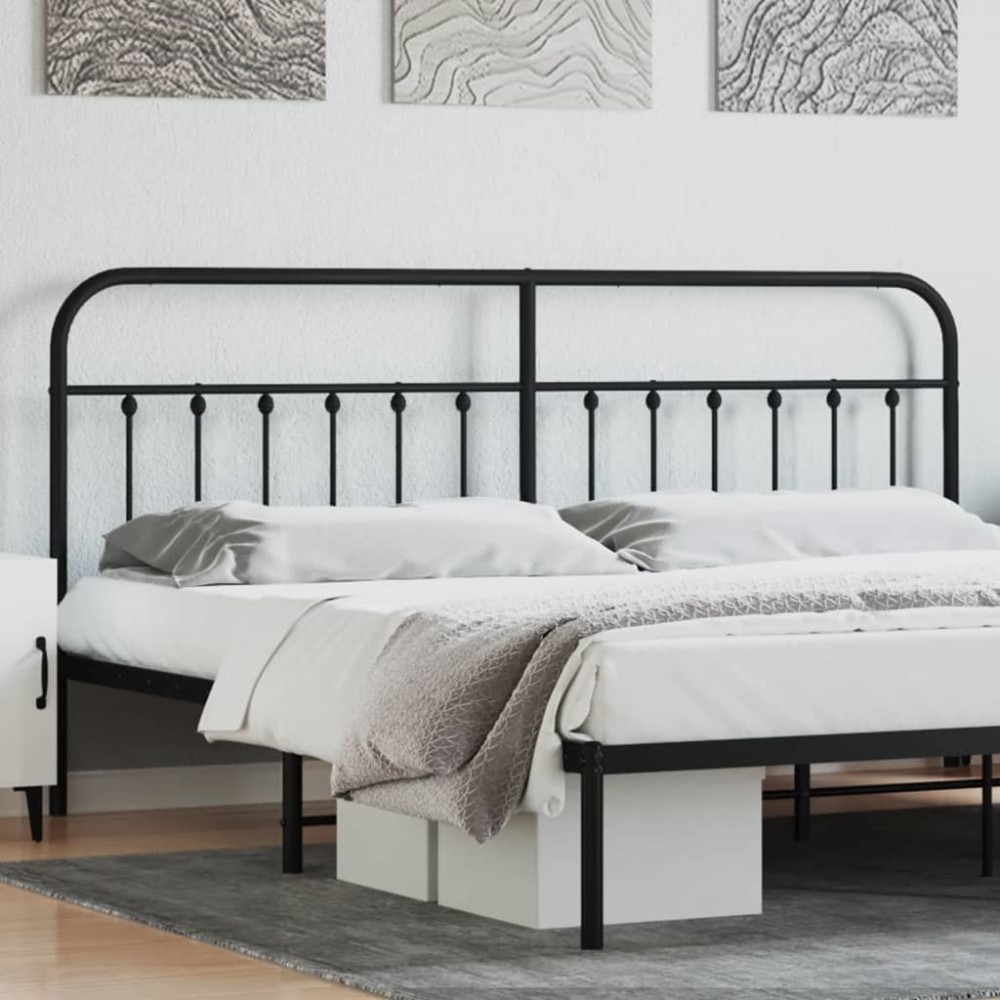 vidaXL Tăblie de pat metalică, negru, 200 cm