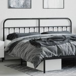 vidaXL Tăblie de pat metalică, negru, 200 cm