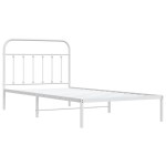 vidaXL Cadru de pat din metal cu tăblie, alb, 100x200 cm