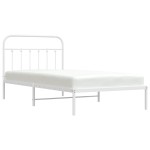 vidaXL Cadru de pat din metal cu tăblie, alb, 107x203 cm