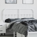vidaXL Tăblie de pat metalică, alb, 135 cm
