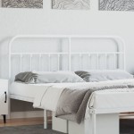 vidaXL Tăblie de pat metalică, alb, 160 cm