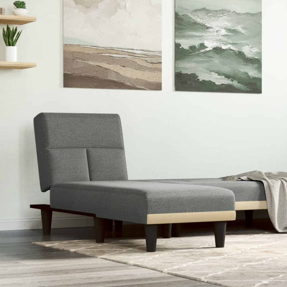 vidaXL Șezlong, gri închis, material textil