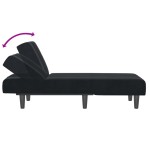 vidaXL Șezlong, negru, catifea vidaXL Șezlong, negru, catifea