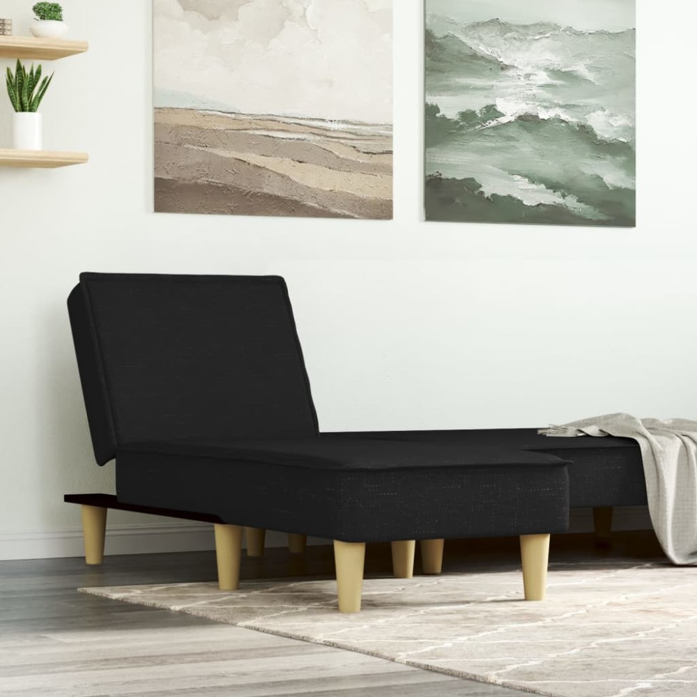 vidaXL Șezlong, negru, material textil