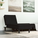 vidaXL Șezlong, negru, catifea vidaXL Șezlong, negru, catifea