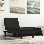 vidaXL Șezlong, negru, catifea vidaXL Șezlong, negru, catifea