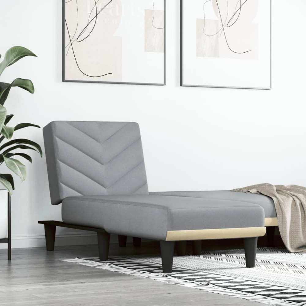 vidaXL Șezlong, gri deschis, material textil