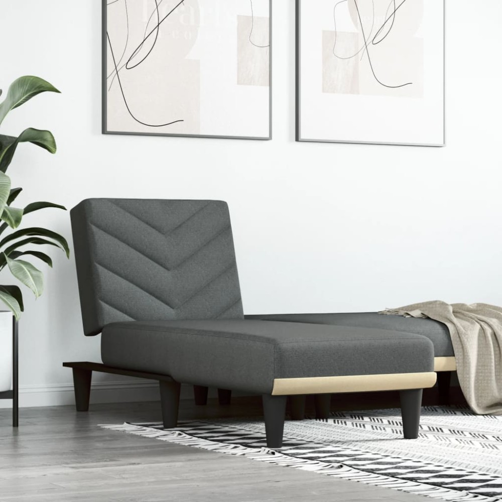 vidaXL Șezlong, gri închis, material textil