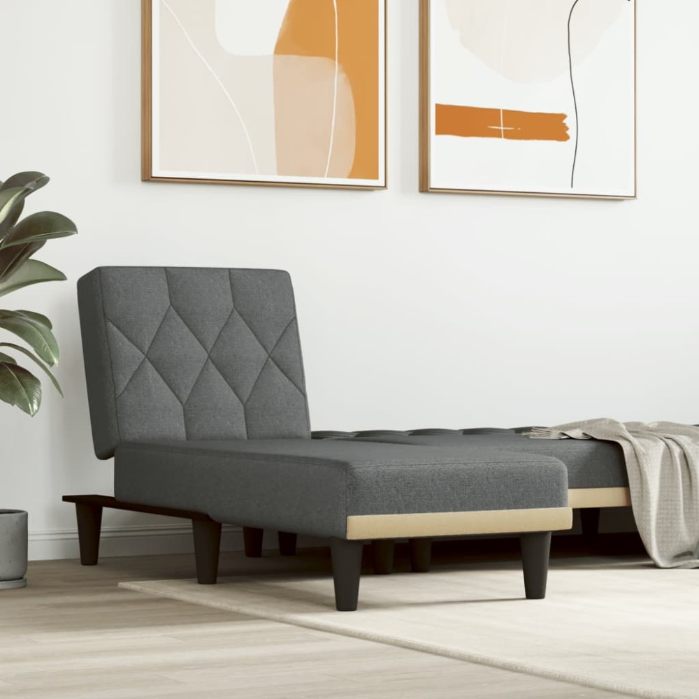 vidaXL Șezlong, gri închis, material textil