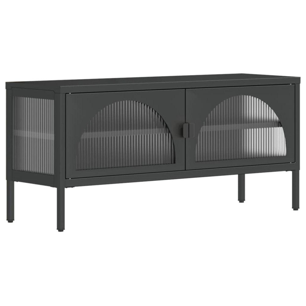 vidaXL Dulap TV, negru, 105x35x50 cm, sticlă și oțel