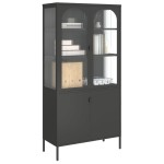 vidaXL Dulap înalt, negru, 90x40x180 cm, sticlă și oțel