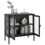vidaXL Dulap, negru, 70x35x70 cm, sticlă și oțel vidaXL Dulap, negru, 70x35x70 cm, sticlă și oțel