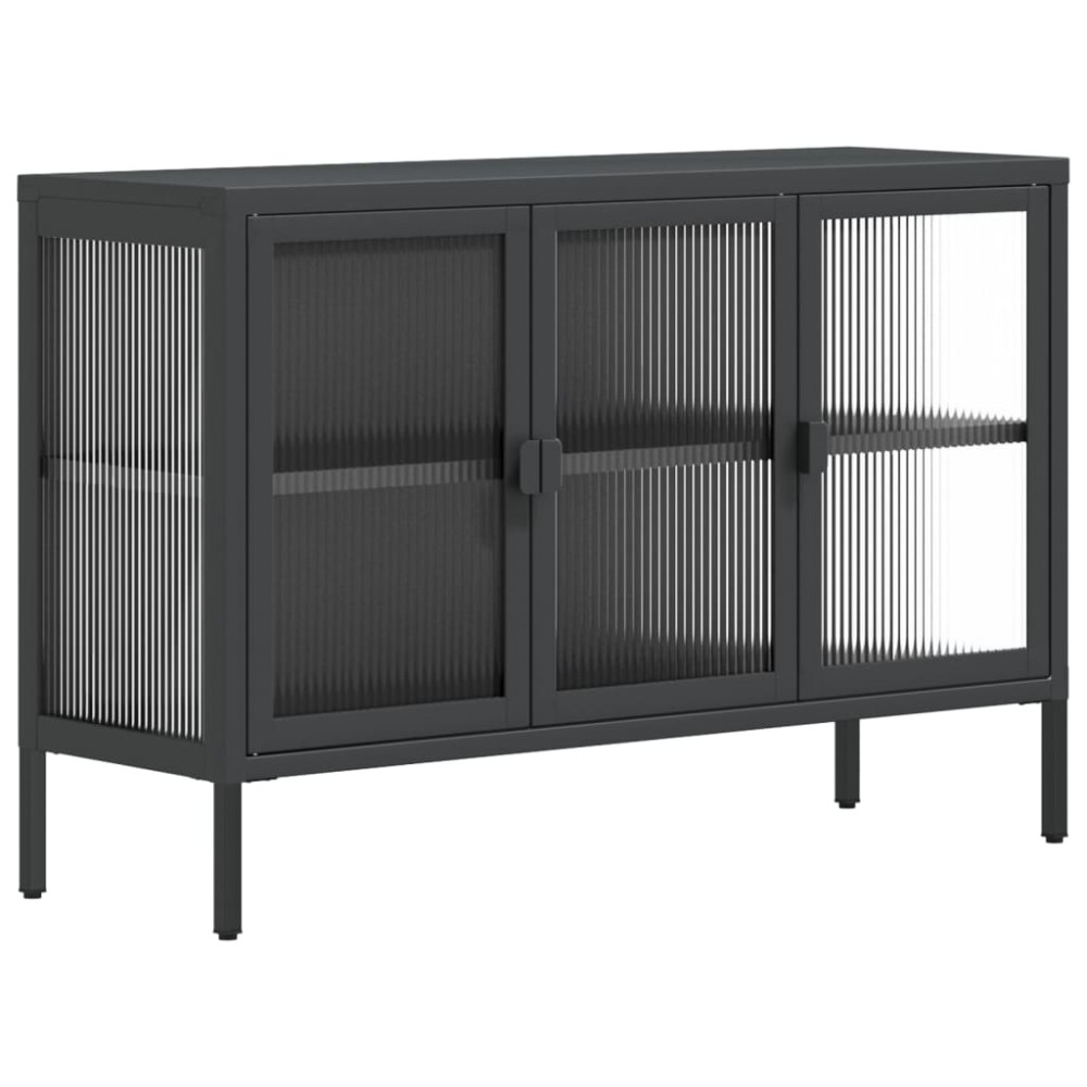 vidaXL Dulap, negru, 105x35x70 cm, sticlă și oțel