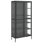 vidaXL Dulap înalt, negru, 85x40x180 cm, sticlă și oțel