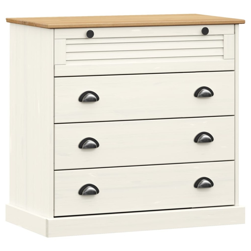 vidaXL Comodă cu sertare VIGO, alb, 80x40x76 cm, lemn masiv de pin
