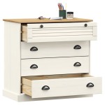 vidaXL Comodă cu sertare VIGO, alb, 80x40x76 cm, lemn masiv de pin