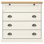 vidaXL Comodă cu sertare VIGO, alb, 80x40x76 cm, lemn masiv de pin