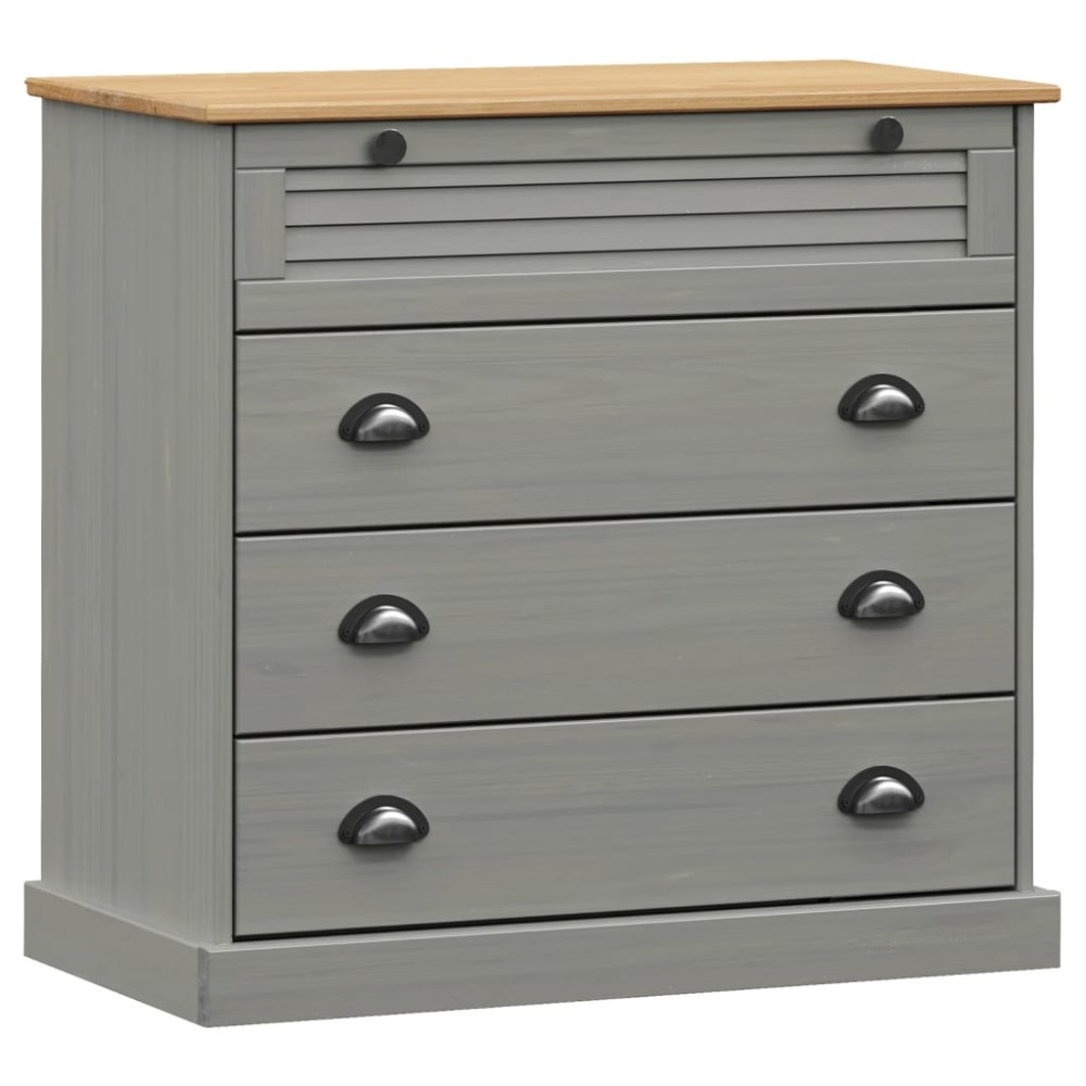 vidaXL Comodă cu sertare VIGO, gri, 80x40x76 cm, lemn masiv de pin