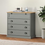 vidaXL Comodă cu sertare VIGO, gri, 80x40x76 cm, lemn masiv de pin vidaXL Comodă cu sertare VIGO, gri, 80x40x76 cm, lemn masiv de pin