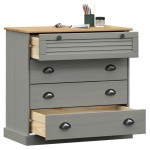 vidaXL Comodă cu sertare VIGO, gri, 80x40x76 cm, lemn masiv de pin vidaXL Comodă cu sertare VIGO, gri, 80x40x76 cm, lemn masiv de pin