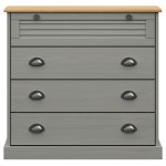 vidaXL Comodă cu sertare VIGO, gri, 80x40x76 cm, lemn masiv de pin vidaXL Comodă cu sertare VIGO, gri, 80x40x76 cm, lemn masiv de pin