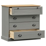 vidaXL Comodă cu sertare VIGO, gri, 80x40x76 cm, lemn masiv de pin vidaXL Comodă cu sertare VIGO, gri, 80x40x76 cm, lemn masiv de pin