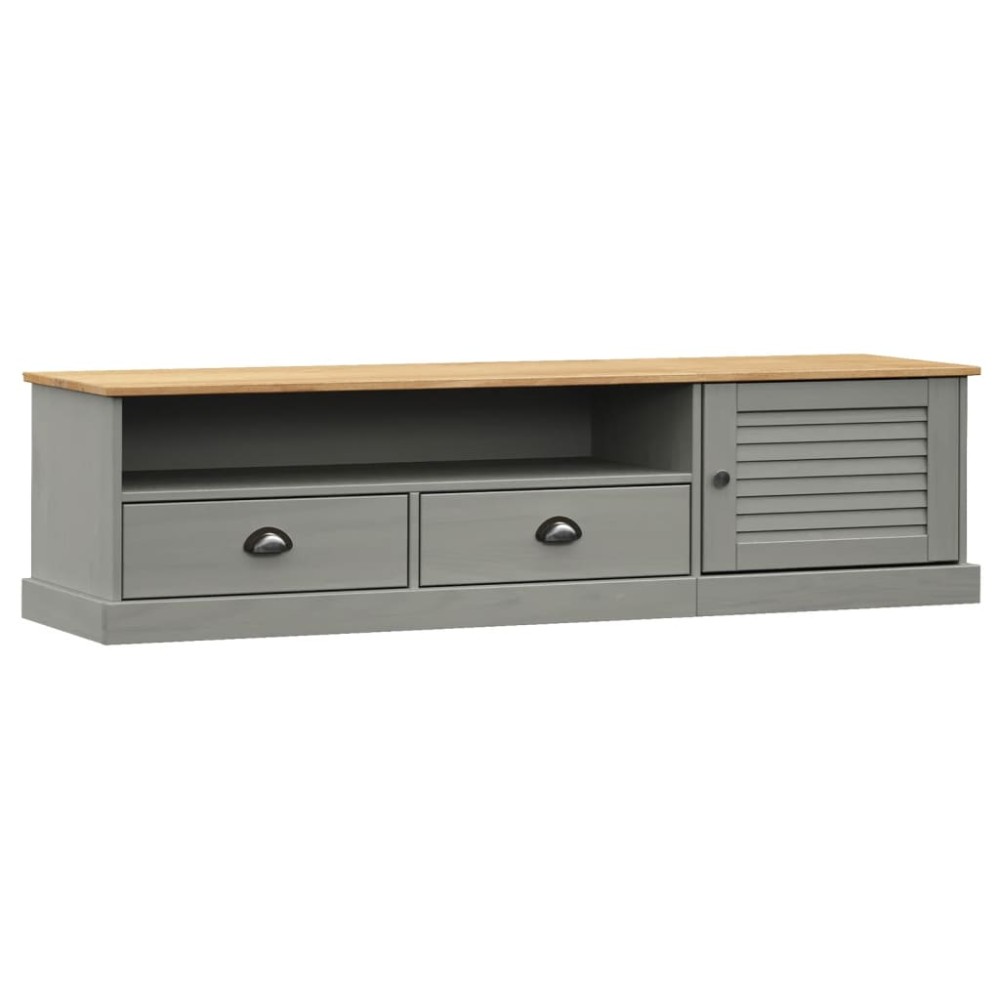 vidaXL Comodă TV VIGO, gri, 156x40x40 cm, lemn masiv de pin