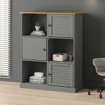 vidaXL Bibliotecă VIGO, gri, 90x35x114,5 cm, lemn masiv de pin vidaXL Bibliotecă VIGO, gri, 90x35x114,5 cm, lemn masiv de pin