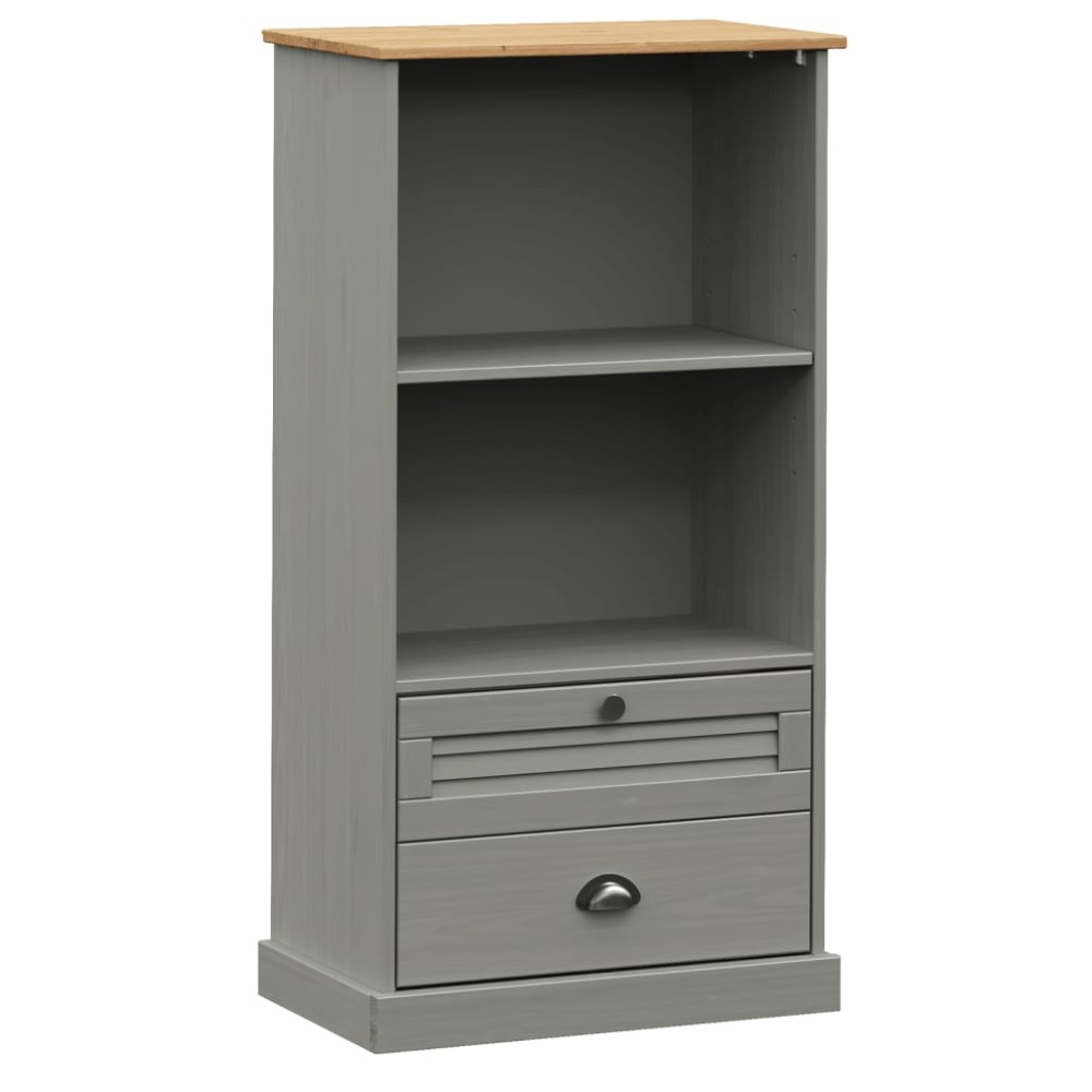 vidaXL Bibliotecă VIGO, gri, 60x35x114,5 cm, lemn masiv de pin
