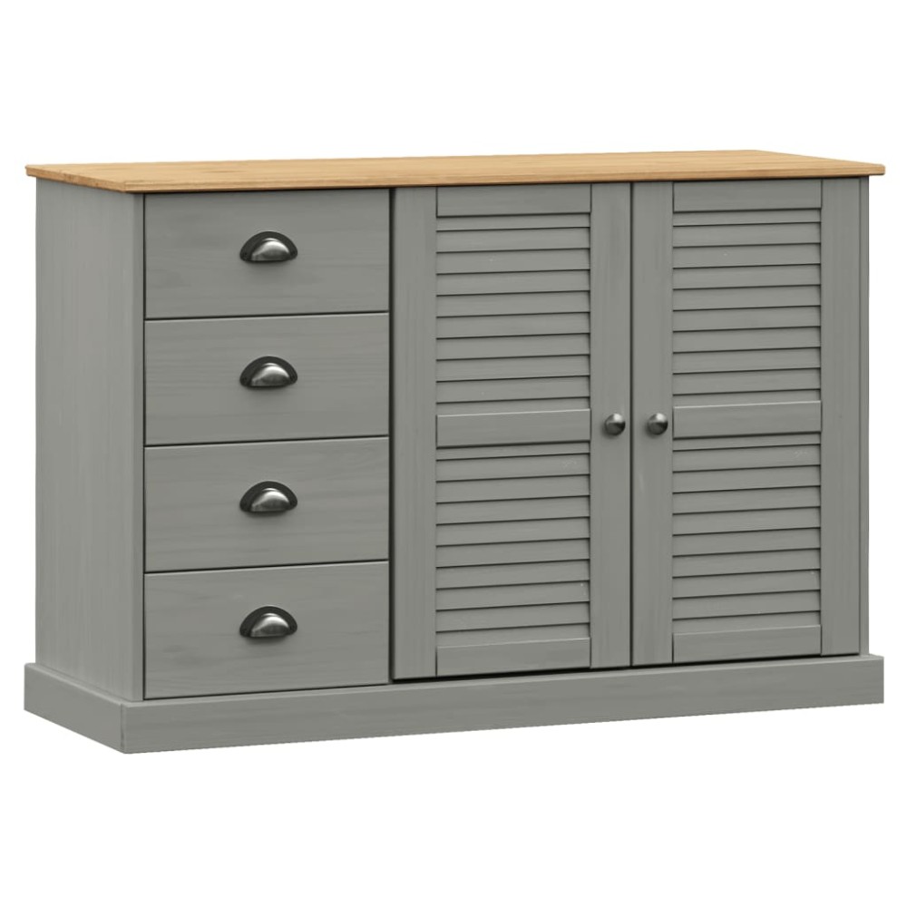 vidaXL Servantă cu sertare VIGO, gri, 113x40x75 cm, lemn masiv de pin