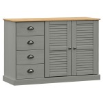 vidaXL Servantă cu sertare VIGO, gri, 113x40x75 cm, lemn masiv de pin vidaXL Servantă cu sertare VIGO, gri, 113x40x75 cm, lemn masiv de pin