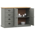 vidaXL Servantă cu sertare VIGO, gri, 113x40x75 cm, lemn masiv de pin vidaXL Servantă cu sertare VIGO, gri, 113x40x75 cm, lemn masiv de pin