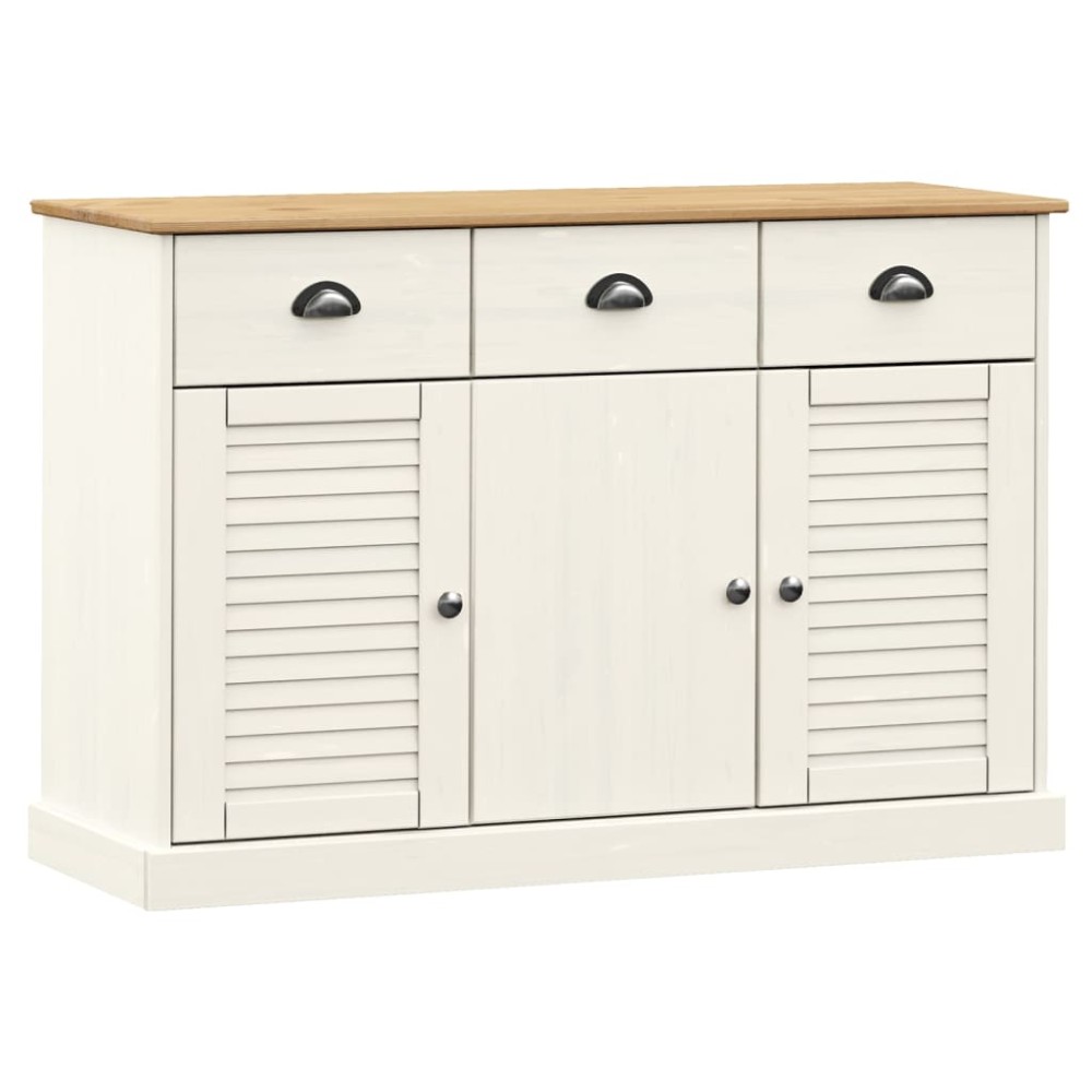 vidaXL Servantă cu sertare VIGO, alb, 113x40x75 cm, lemn masiv de pin