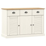 vidaXL Servantă cu sertare VIGO, alb, 113x40x75 cm, lemn masiv de pin vidaXL Servantă cu sertare VIGO, alb, 113x40x75 cm, lemn masiv de pin