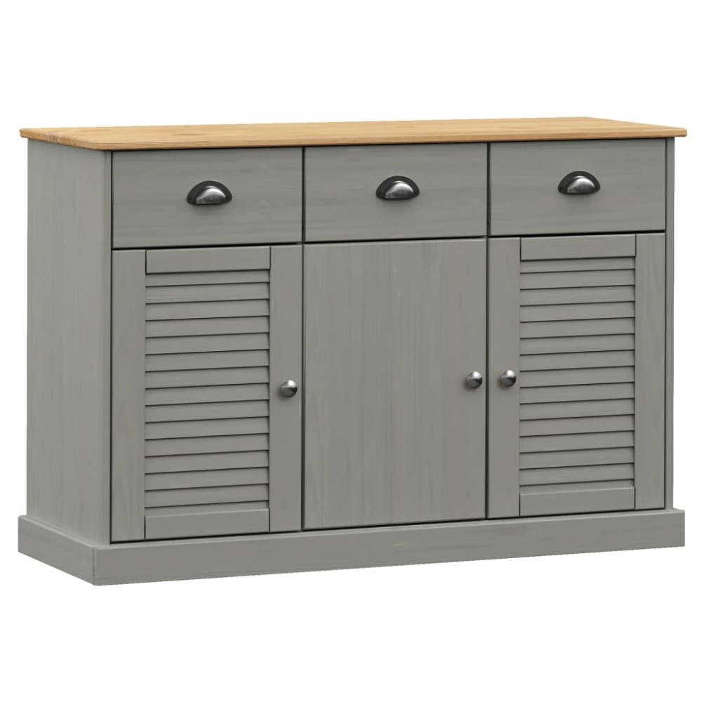 vidaXL Servantă cu sertare VIGO, gri, 113x40x75 cm, lemn masiv de pin