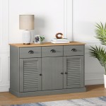 vidaXL Servantă cu sertare VIGO, gri, 113x40x75 cm, lemn masiv de pin vidaXL Servantă cu sertare VIGO, gri, 113x40x75 cm, lemn masiv de pin