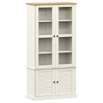 vidaXL Vitrină de sticlă VIGO, alb, 85x35x170 cm, lemn masiv de pin vidaXL Vitrină de sticlă VIGO, alb, 85x35x170 cm, lemn masiv de pin