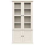 vidaXL Vitrină de sticlă VIGO, alb, 85x35x170 cm, lemn masiv de pin vidaXL Vitrină de sticlă VIGO, alb, 85x35x170 cm, lemn masiv de pin