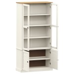 vidaXL Vitrină de sticlă VIGO, alb, 85x35x170 cm, lemn masiv de pin vidaXL Vitrină de sticlă VIGO, alb, 85x35x170 cm, lemn masiv de pin