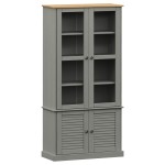 vidaXL Vitrină de sticlă VIGO, gri, 85x35x170 cm, lemn masiv de pin vidaXL Vitrină de sticlă VIGO, gri, 85x35x170 cm, lemn masiv de pin