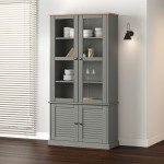 vidaXL Vitrină de sticlă VIGO, gri, 85x35x170 cm, lemn masiv de pin vidaXL Vitrină de sticlă VIGO, gri, 85x35x170 cm, lemn masiv de pin