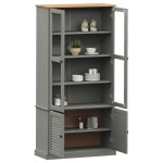 vidaXL Vitrină de sticlă VIGO, gri, 85x35x170 cm, lemn masiv de pin vidaXL Vitrină de sticlă VIGO, gri, 85x35x170 cm, lemn masiv de pin