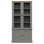 vidaXL Vitrină de sticlă VIGO, gri, 85x35x170 cm, lemn masiv de pin vidaXL Vitrină de sticlă VIGO, gri, 85x35x170 cm, lemn masiv de pin