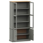 vidaXL Vitrină de sticlă VIGO, gri, 85x35x170 cm, lemn masiv de pin vidaXL Vitrină de sticlă VIGO, gri, 85x35x170 cm, lemn masiv de pin