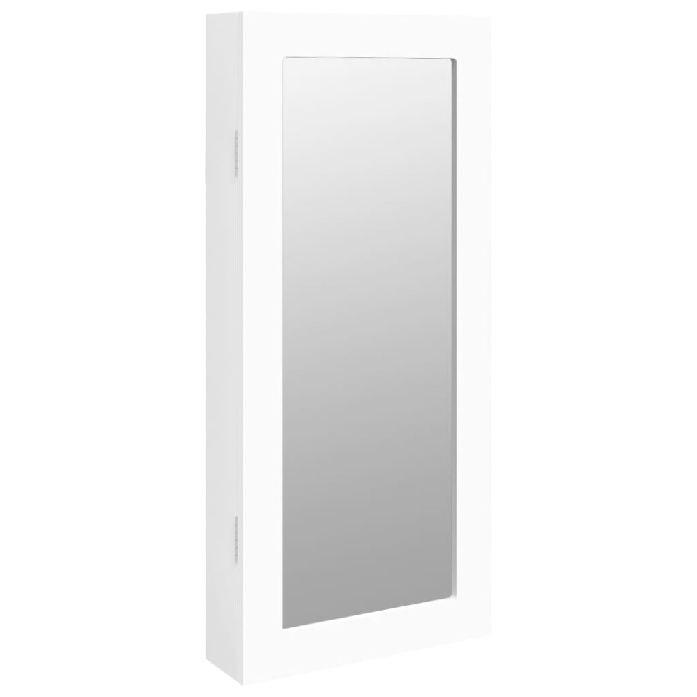 vidaXL Dulap de bijuterii cu oglindă de perete, alb, 30x8,5x67 cm