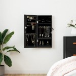 vidaXL Dulap de bijuterii cu oglindă de perete, negru, 30x8,5x67 cm vidaXL Dulap de bijuterii cu oglindă de perete, negru, 30x8,5x67 cm